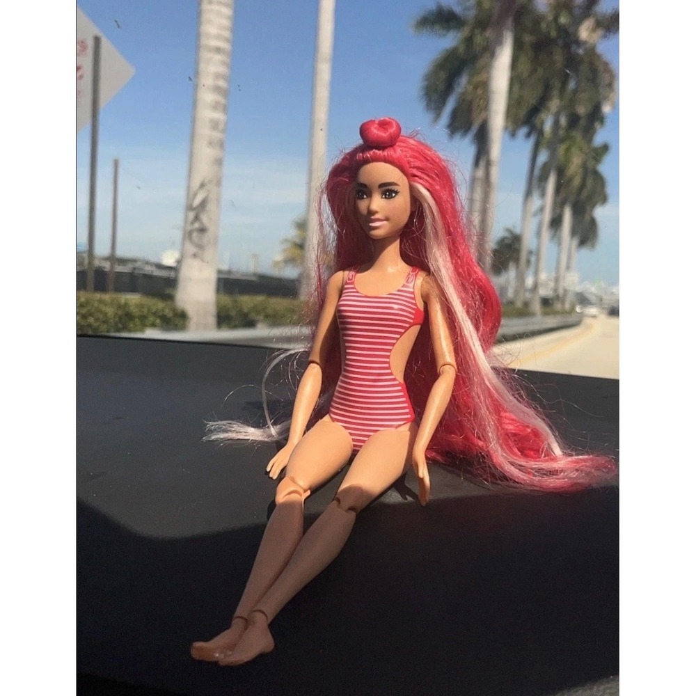 Barbie Pop Reveal Fruit Series Doll Red Hair Swimsuit Made To Move Watermelon - Picture 6 of 7